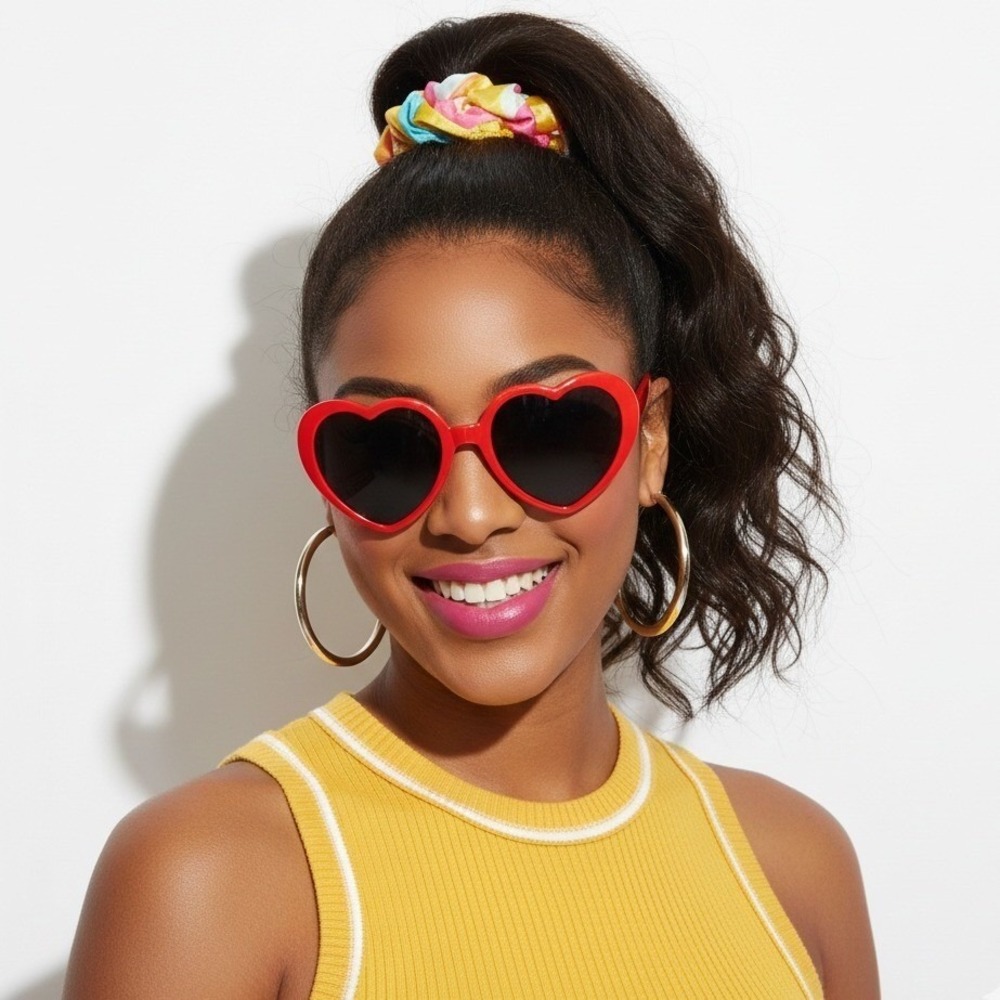 Quirky Retro Heart Shaped Sunglasses Valentine's Day Festival Whimsy Y2K 90s